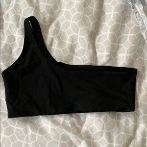 Black single shoulder bathing suit top